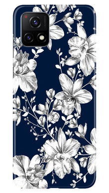White flowers Blue Background Mobile Back Case for Vivo Y52s 5G (Design - 14)