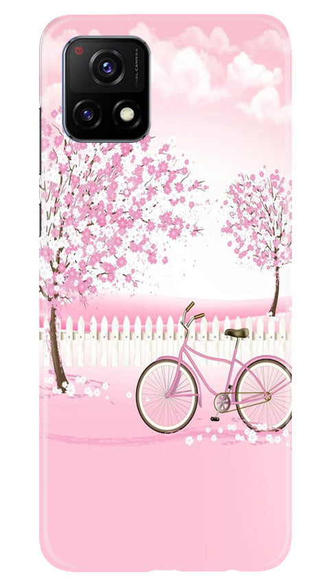 Pink Flowers Cycle Case for Vivo Y52s 5G(Design - 102)