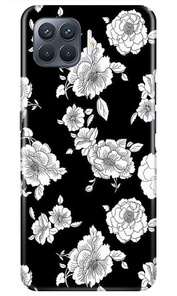 White flowers Black Background Case for Oppo A93