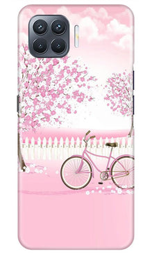 Pink Flowers Cycle Mobile Back Case for Oppo A93  (Design - 102)