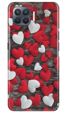 Red White Hearts Mobile Back Case for Oppo A93  (Design - 105)