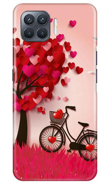 Red Heart Cycle Mobile Back Case for Oppo A93 (Design - 222)