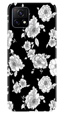 White flowers Black Background Mobile Back Case for Vivo Y72 (Design - 9)