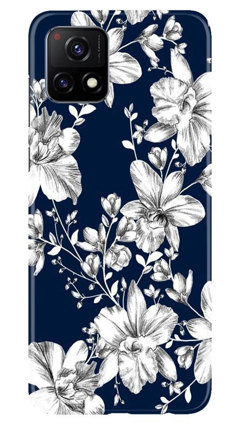 White flowers Blue Background Case for Vivo Y72