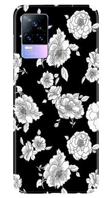 White flowers Black Background Mobile Back Case for Vivo Y73 (Design - 9)