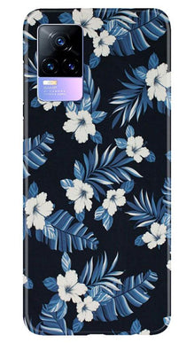 White flowers Blue Background2 Mobile Back Case for Vivo Y73 (Design - 15)
