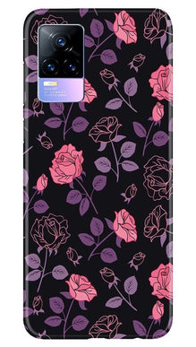 Rose Black Background Mobile Back Case for Vivo Y73 (Design - 27)