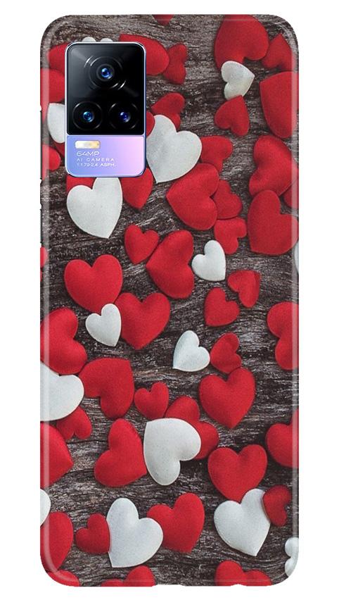 Red White Hearts Case for Vivo Y73  (Design - 105)