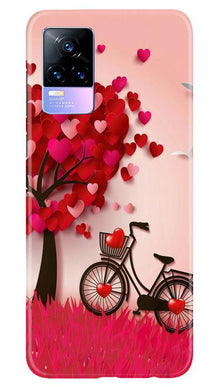 Red Heart Cycle Mobile Back Case for Vivo Y73 (Design - 222)