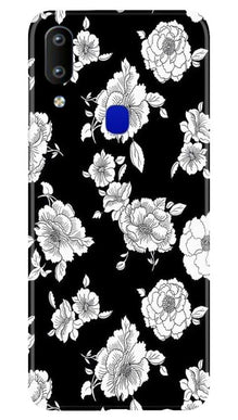 White flowers Black Background Mobile Back Case for Vivo Y91 (Design - 9)