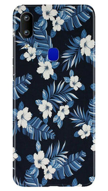 White flowers Blue Background2 Mobile Back Case for Vivo Y91 (Design - 15)