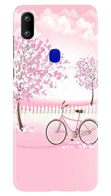 Pink Flowers Cycle Mobile Back Case for Vivo Y91  (Design - 102)