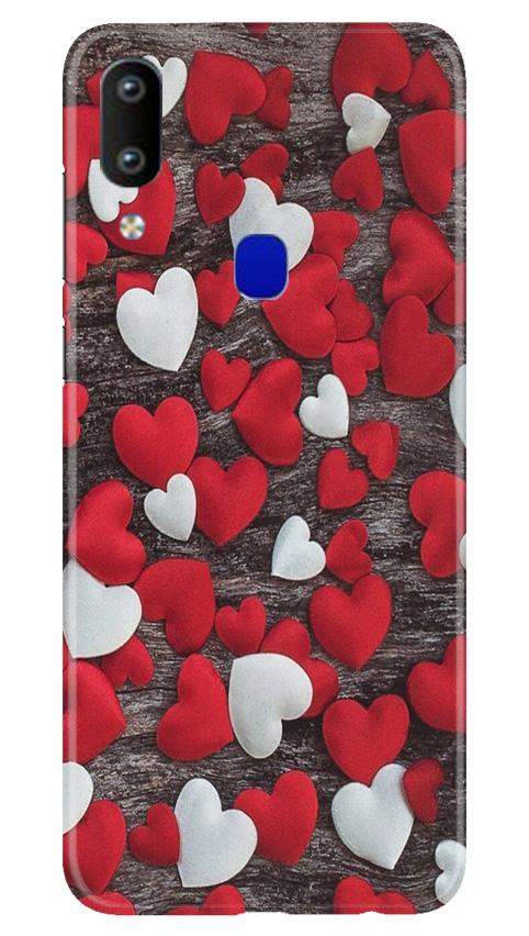Red White Hearts Case for Vivo Y91  (Design - 105)