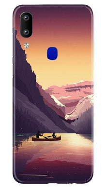 Mountains Boat Mobile Back Case for Vivo Y91 (Design - 181)