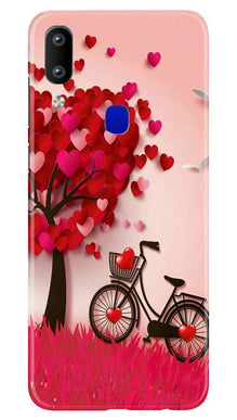 Red Heart Cycle Mobile Back Case for Vivo Y91 (Design - 222)