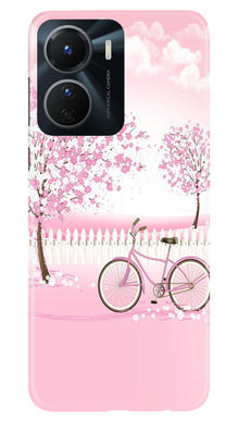 Pink Flowers Cycle Mobile Back Case for Vivo Y16  (Design - 102)