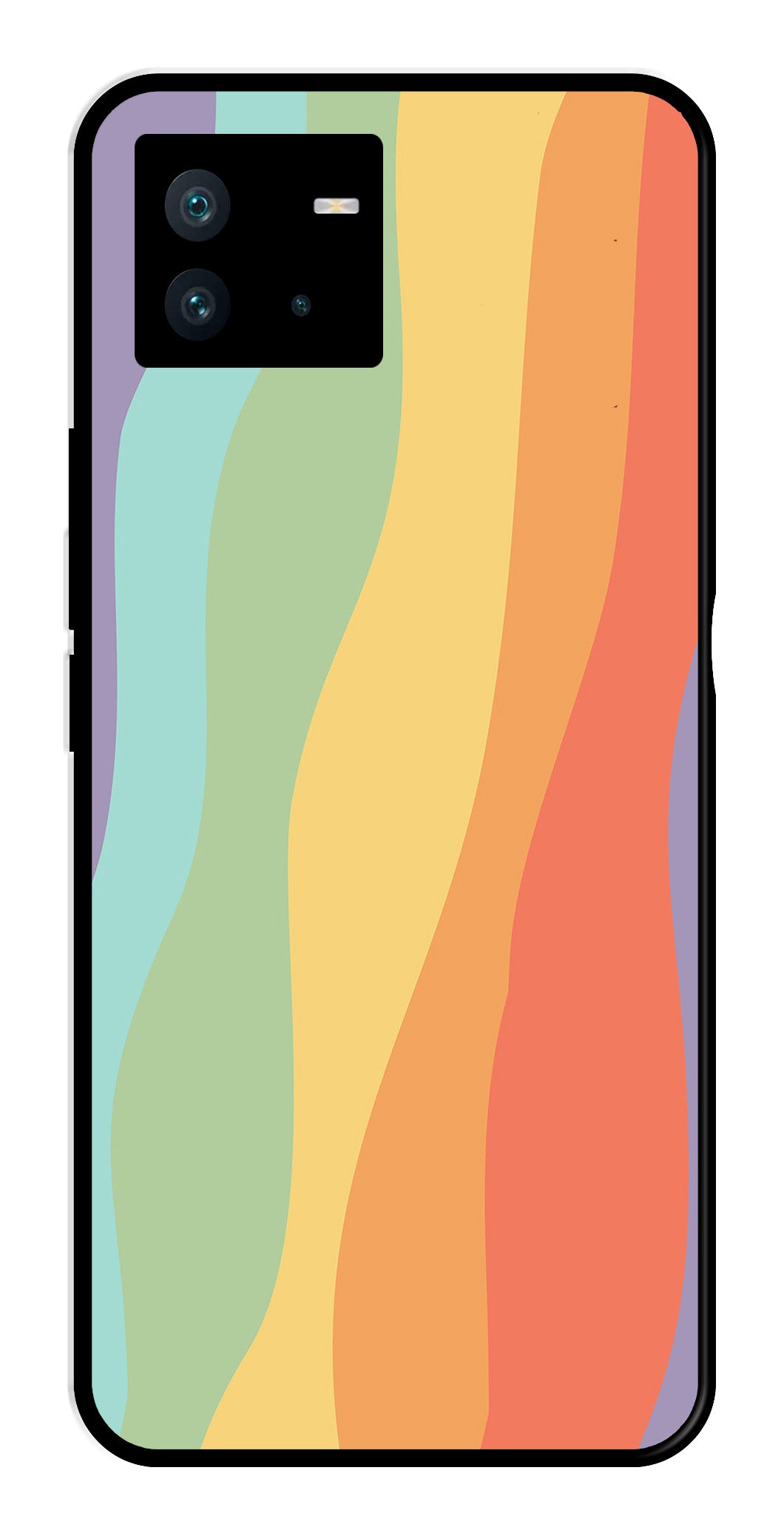 Muted Rainbow Metal Mobile Case for iQOO Neo 6   (Design No -02)