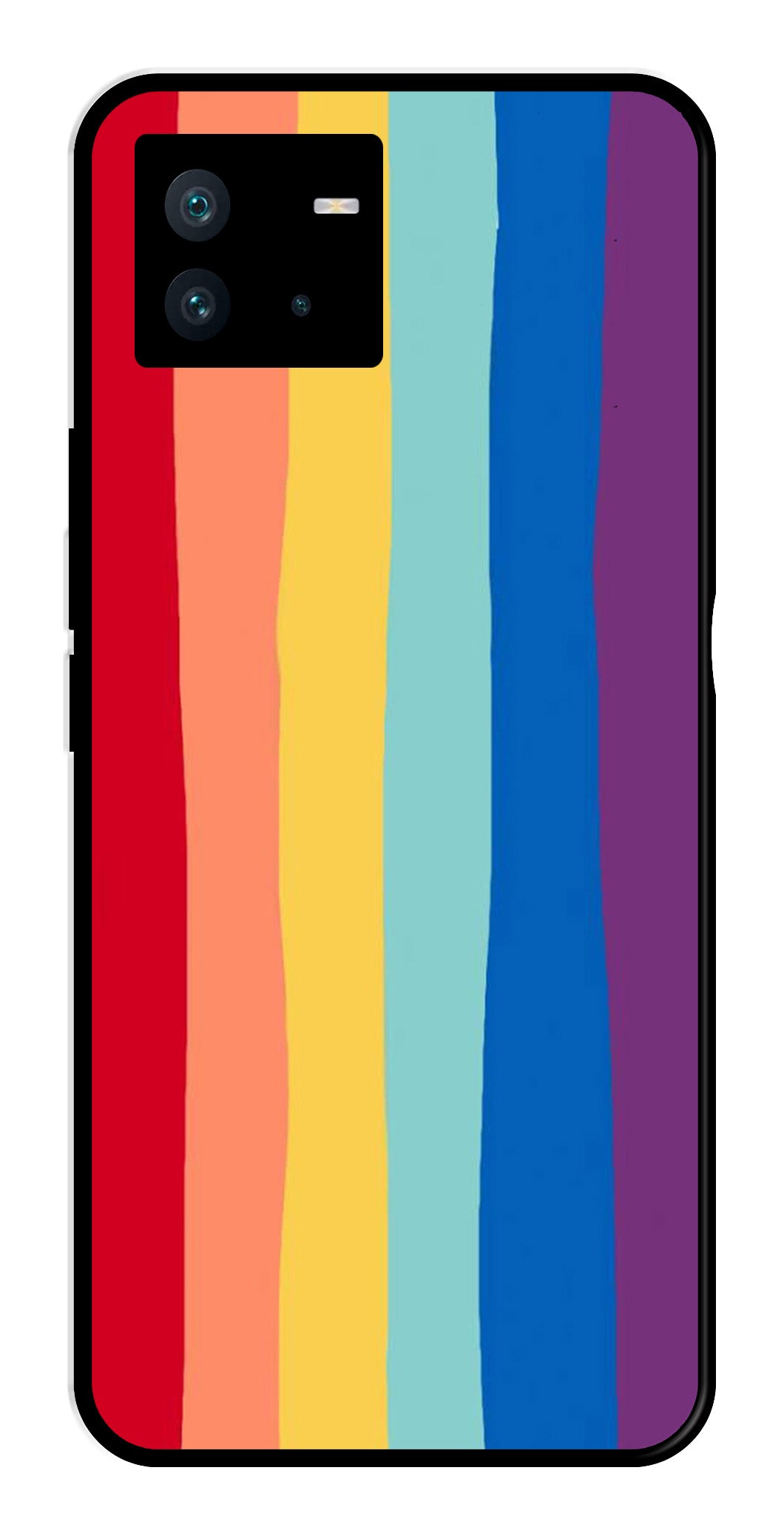 Rainbow MultiColor Metal Mobile Case for iQOO Neo 6   (Design No -03)
