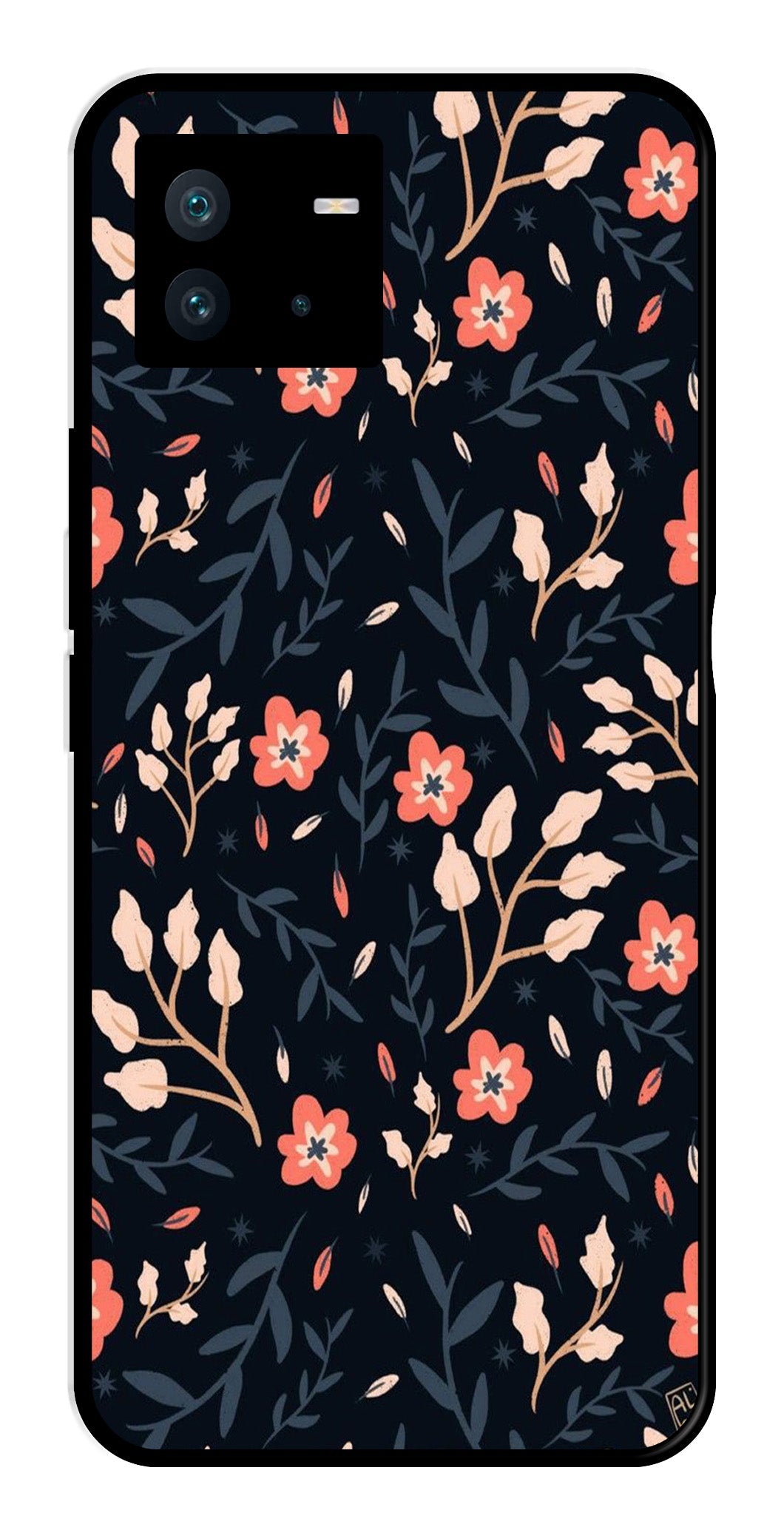 Floral Pattern Metal Mobile Case for iQOO Neo 6   (Design No -10)