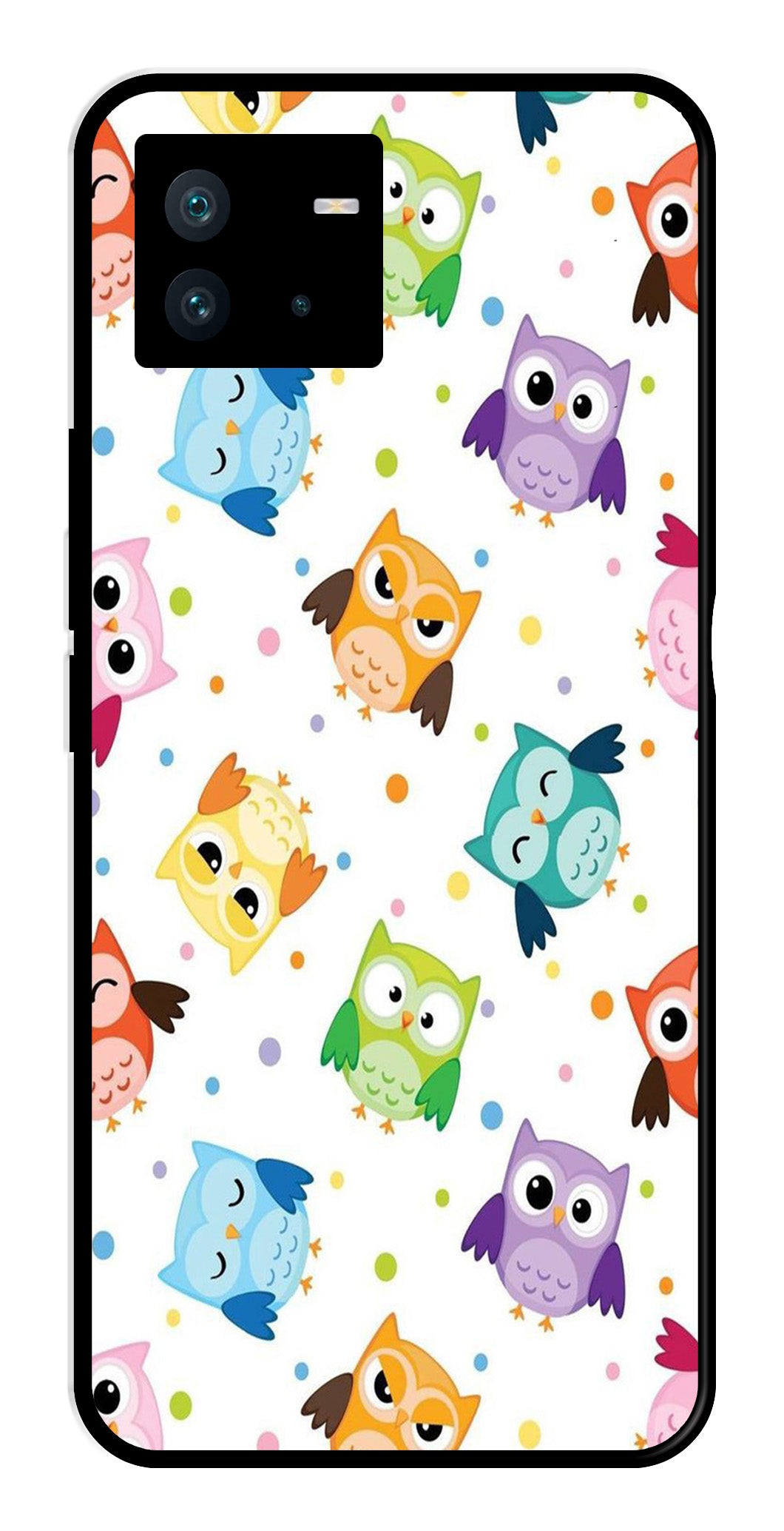 Owls Pattern Metal Mobile Case for iQOO Neo 6   (Design No -20)