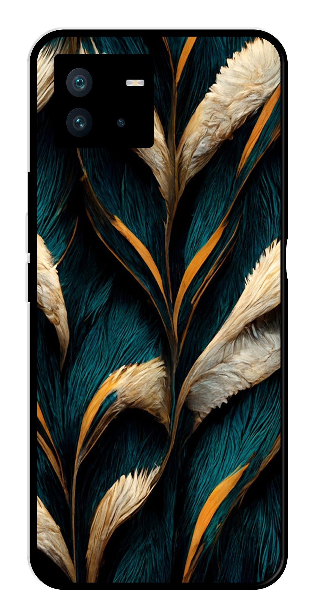 Feathers Metal Mobile Case for iQOO Neo 6   (Design No -30)