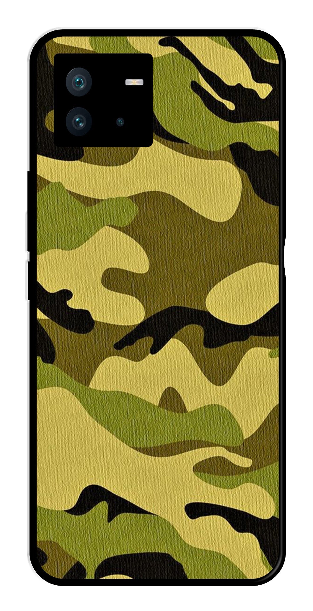 Army Pattern Metal Mobile Case for iQOO Neo 6   (Design No -35)