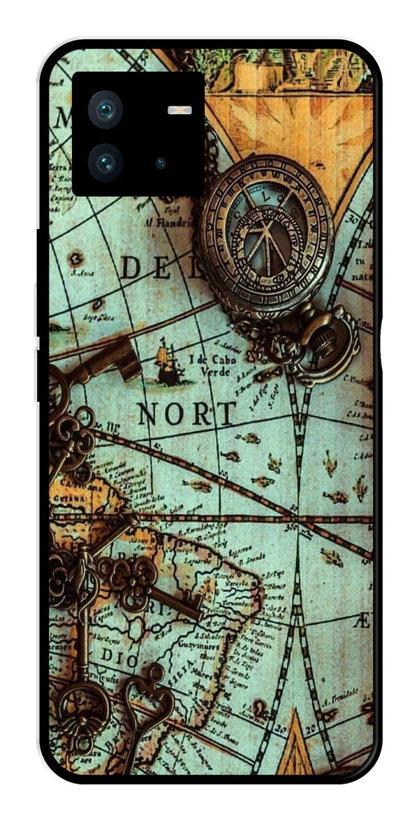 Map Design Metal Mobile Case for iQOO Neo 6   (Design No -54)