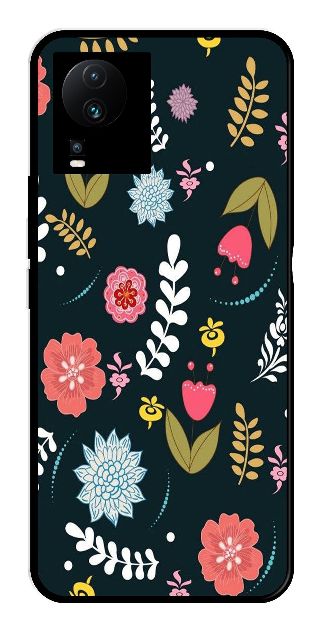 Floral Pattern2 Metal Mobile Case for iQOO Neo 7 Pro   (Design No -12)