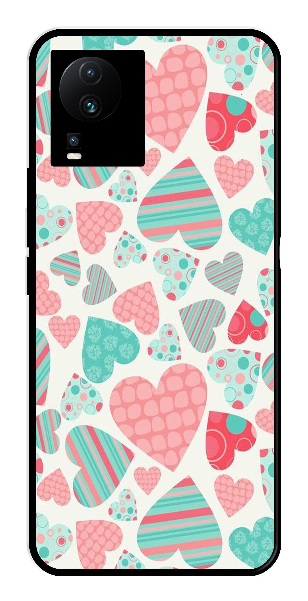 Hearts Pattern Metal Mobile Case for iQOO Neo 7 Pro   (Design No -22)