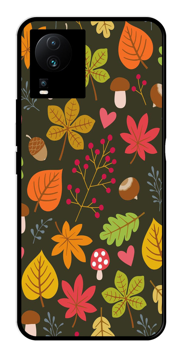 Leaves Design Metal Mobile Case for iQOO Neo 7   (Design No -51)