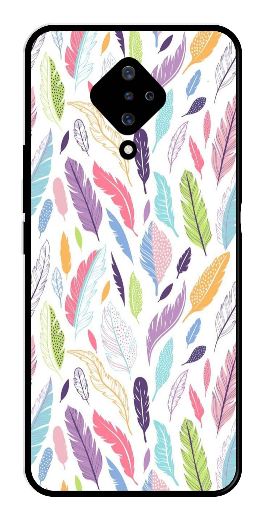 Colorful Feathers Metal Mobile Case for Vivo S1 Pro   (Design No -06)