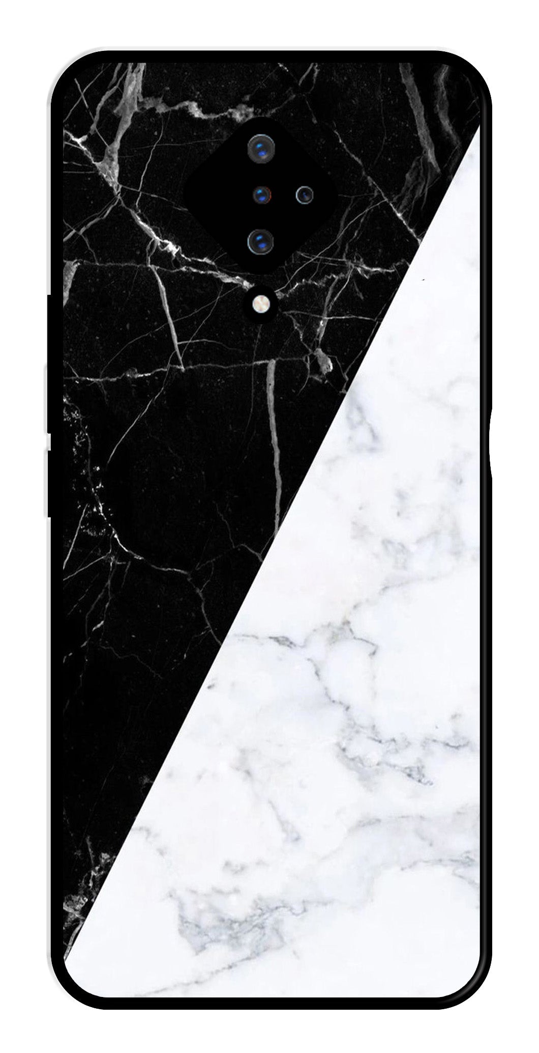 Black White Marble Design Metal Mobile Case for Vivo S1 Pro   (Design No -09)