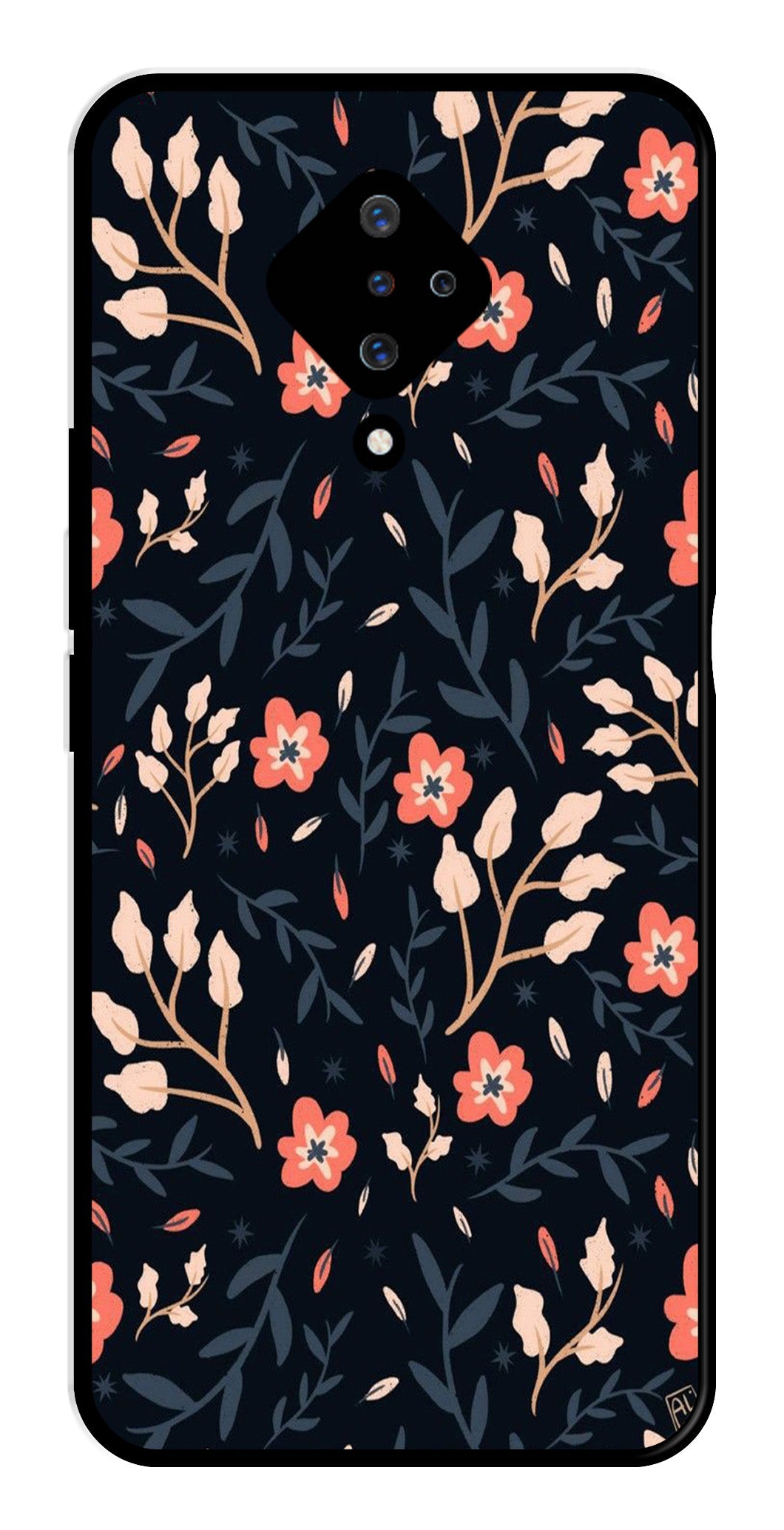 Floral Pattern Metal Mobile Case for Vivo S1 Pro   (Design No -10)