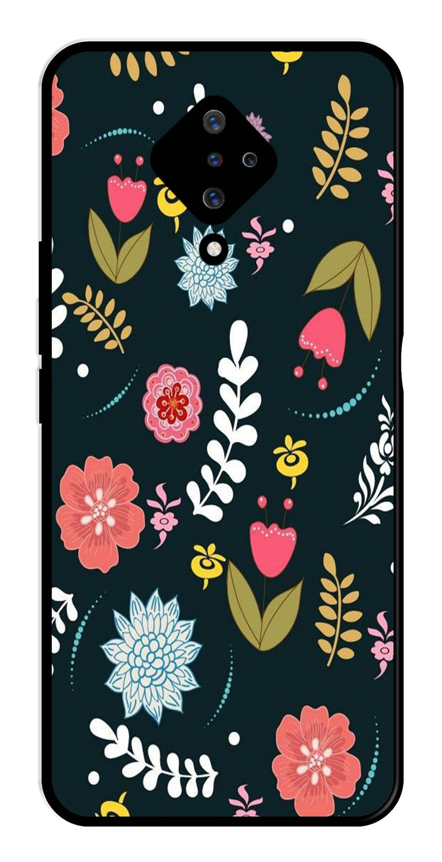 Floral Pattern2 Metal Mobile Case for Vivo S1 Pro   (Design No -12)
