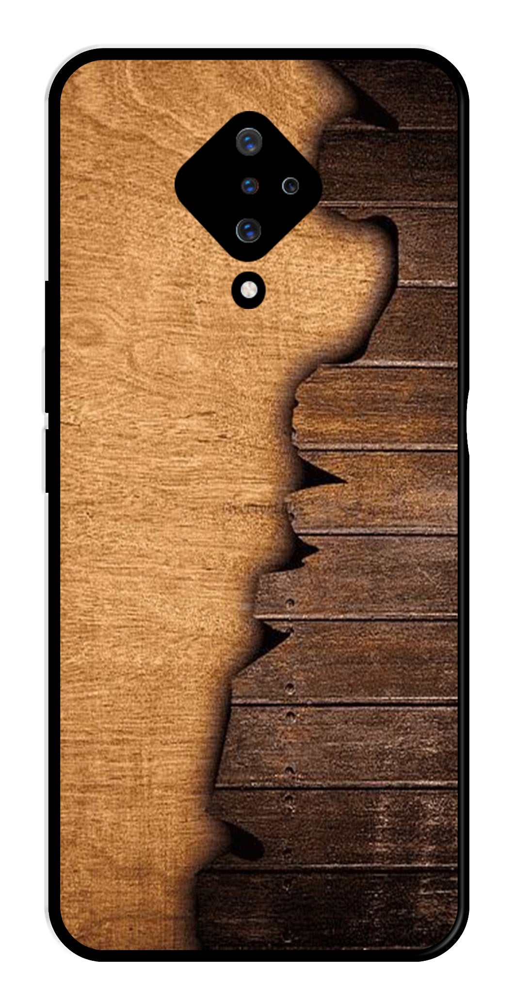 Wooden Design Metal Mobile Case for Vivo S1 Pro   (Design No -13)
