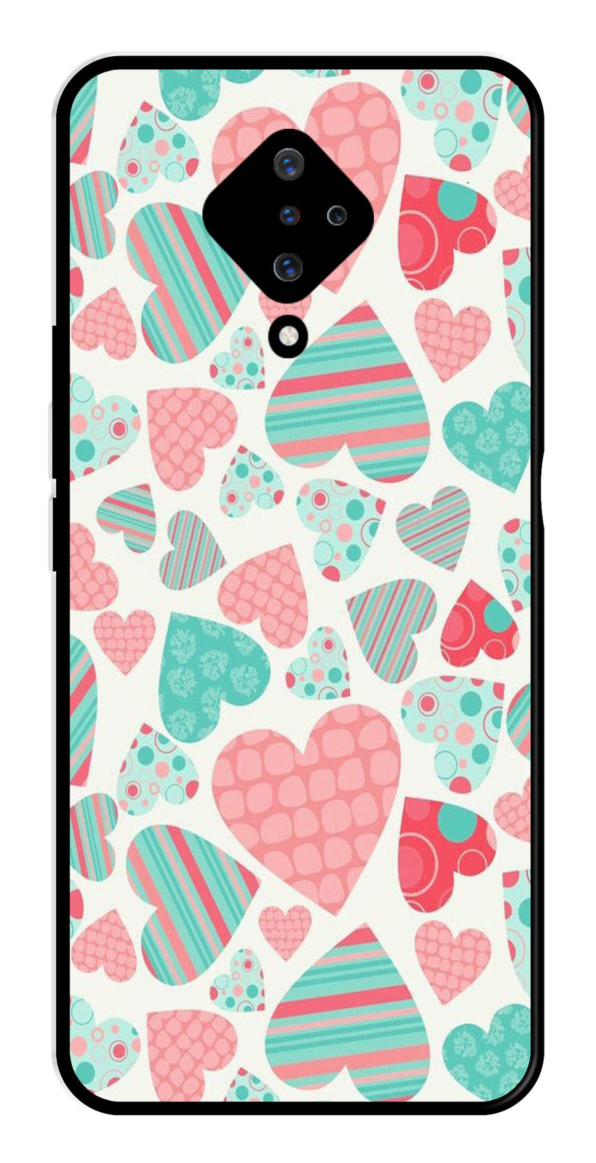 Hearts Pattern Metal Mobile Case for Vivo S1 Pro   (Design No -22)