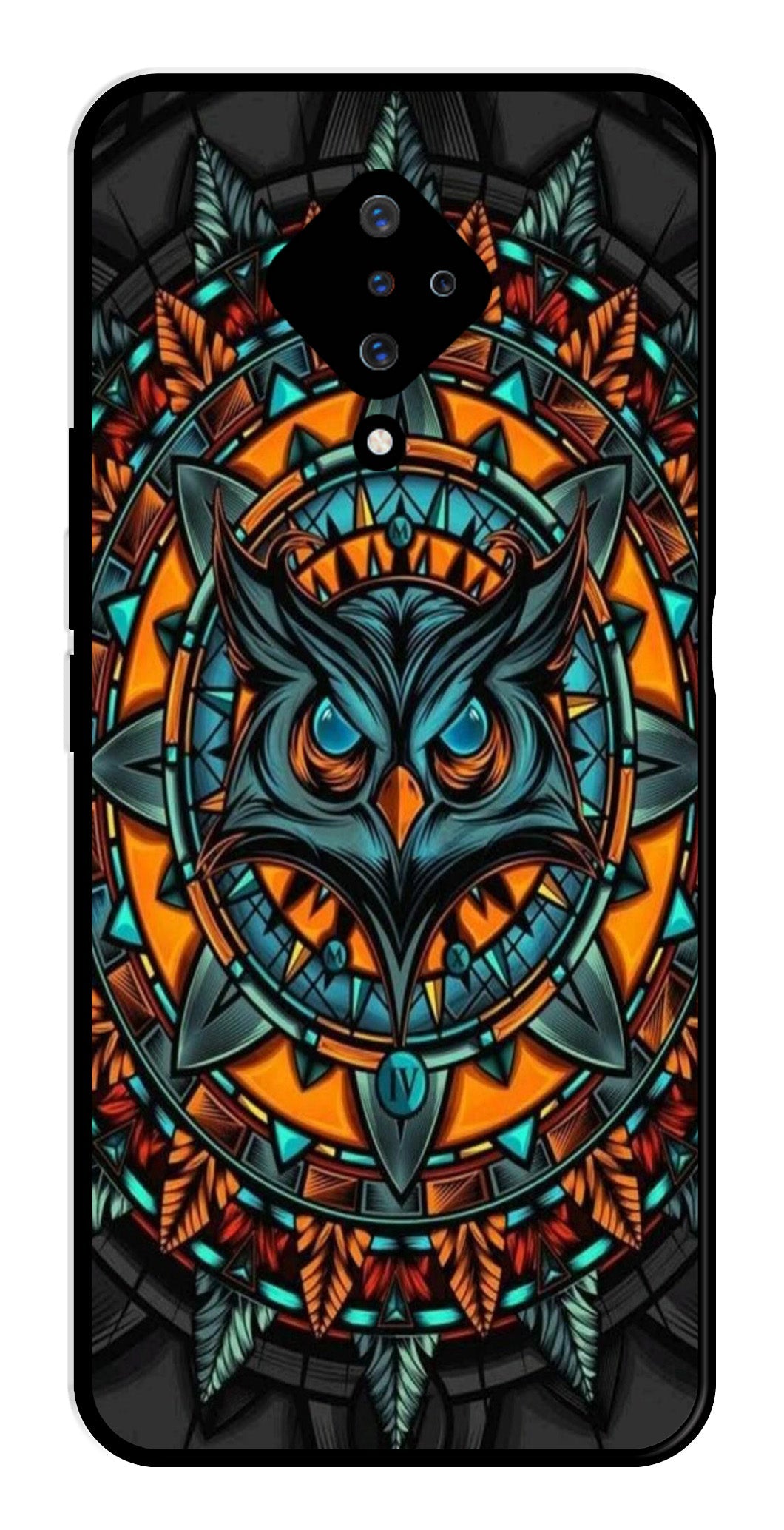 Owl Pattern Metal Mobile Case for Vivo S1 Pro   (Design No -42)