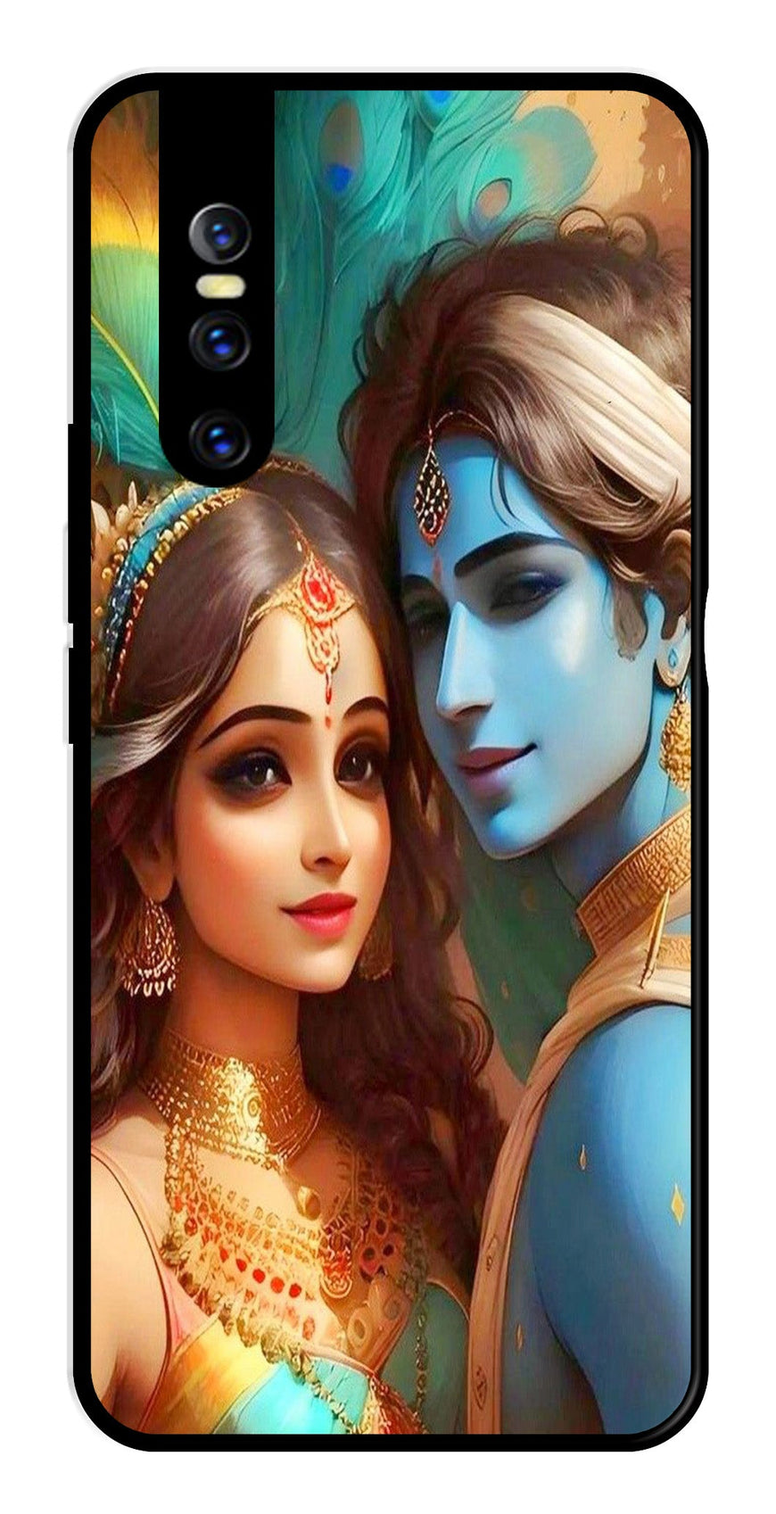 Lord Radha Krishna Metal Mobile Case for Vivo T1 44W   (Design No -01)