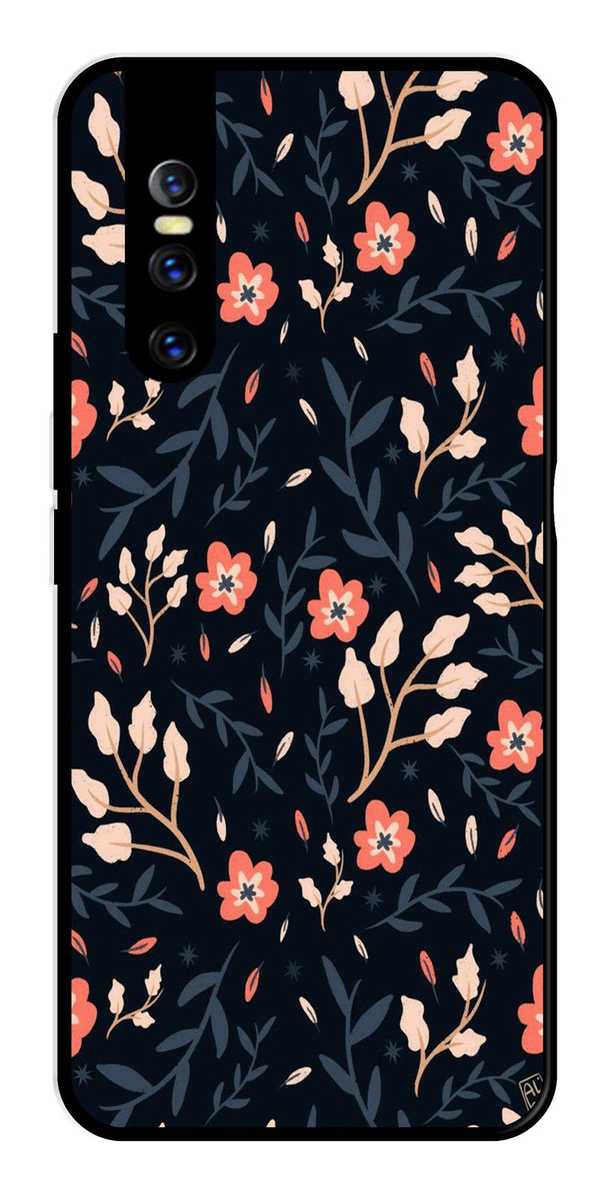 Floral Pattern Metal Mobile Case for Vivo T1 44W   (Design No -10)