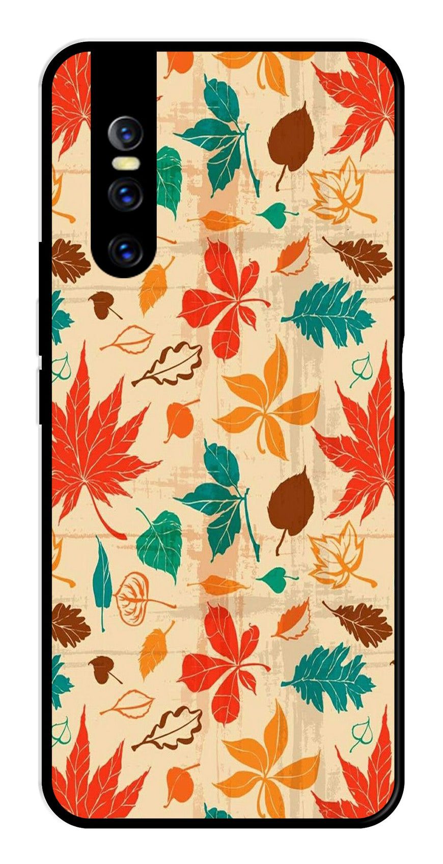 Leafs Design Metal Mobile Case for Vivo T1 44W   (Design No -14)