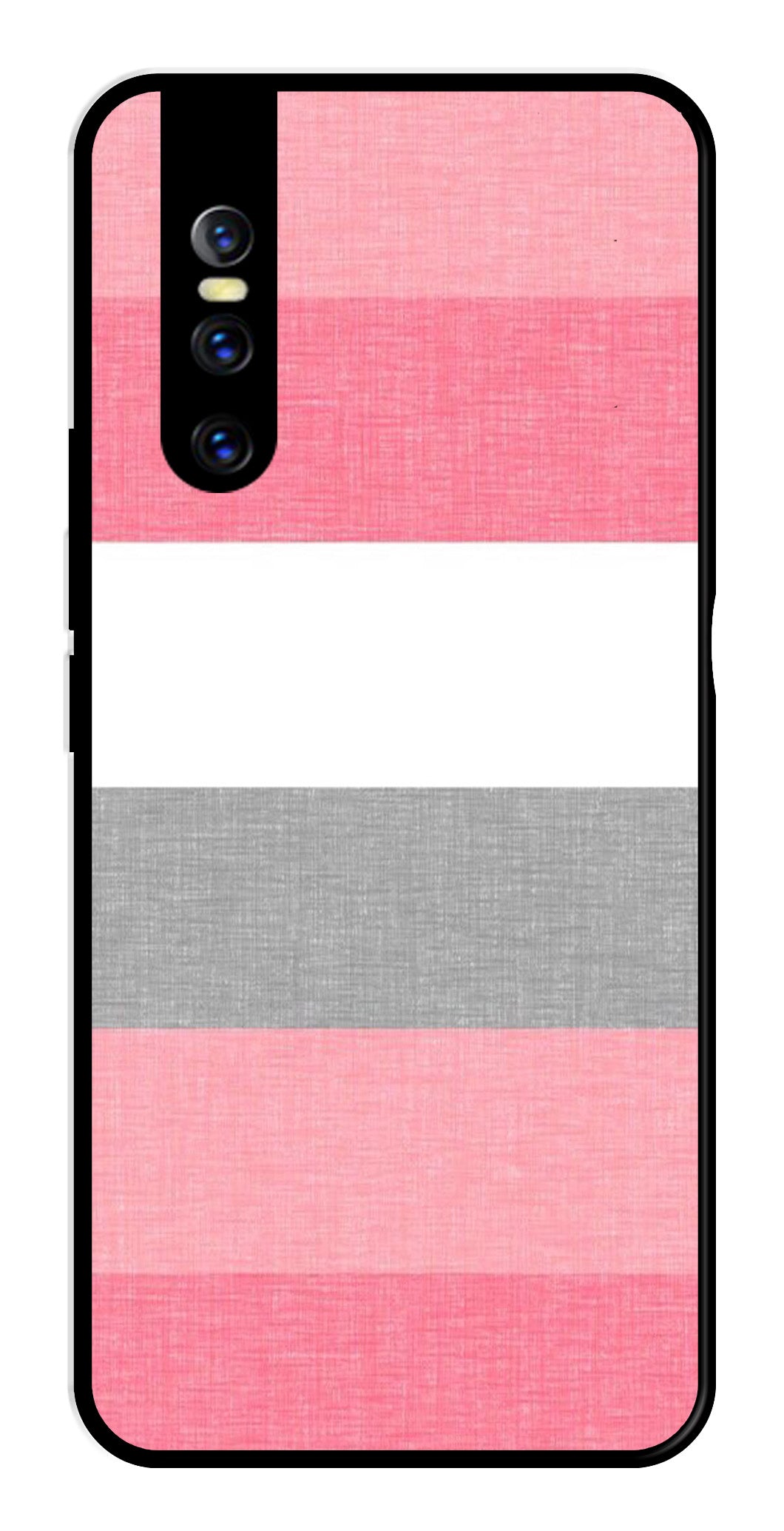 Pink Pattern Metal Mobile Case for Vivo T1 44W   (Design No -23)