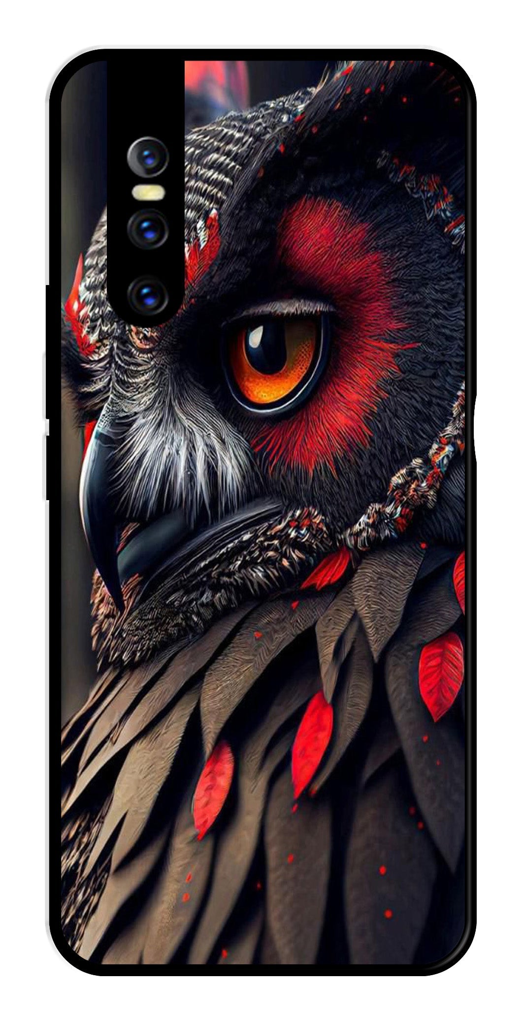 Owl Design Metal Mobile Case for Vivo T1 44W   (Design No -26)