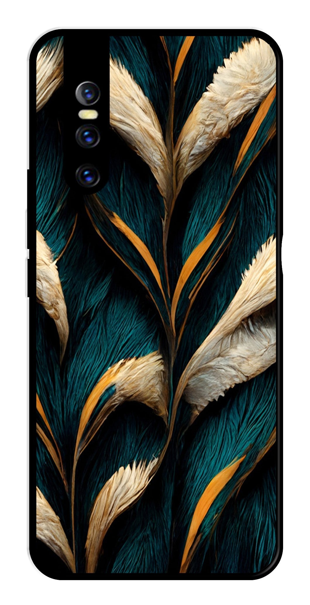 Feathers Metal Mobile Case for Vivo T1 44W   (Design No -30)