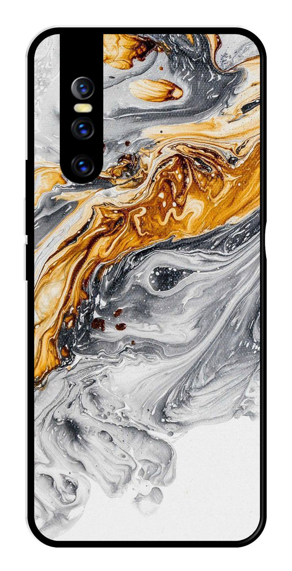 Marble Pattern Metal Mobile Case for Vivo T1 44W   (Design No -36)
