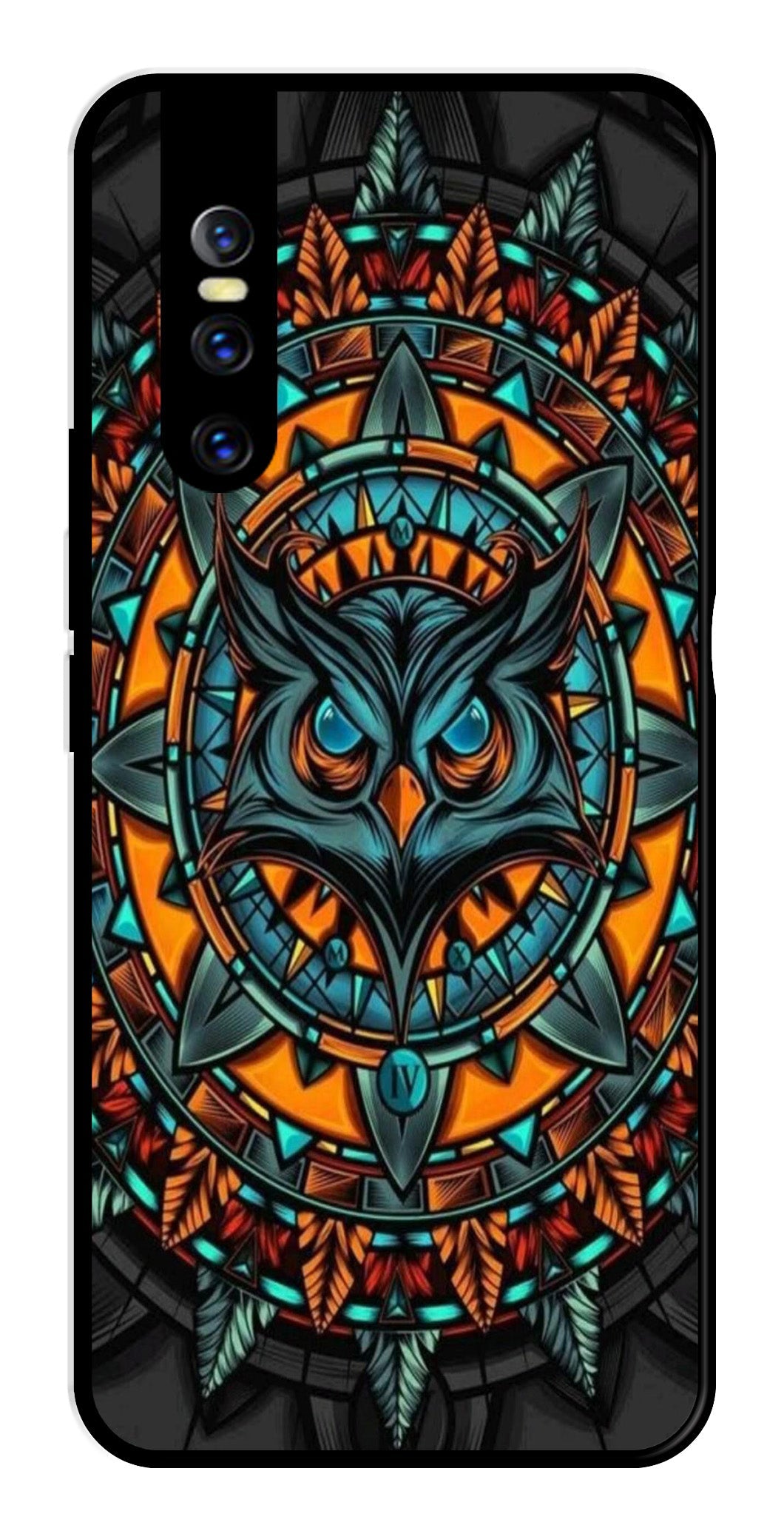 Owl Pattern Metal Mobile Case for Vivo T1 44W   (Design No -42)