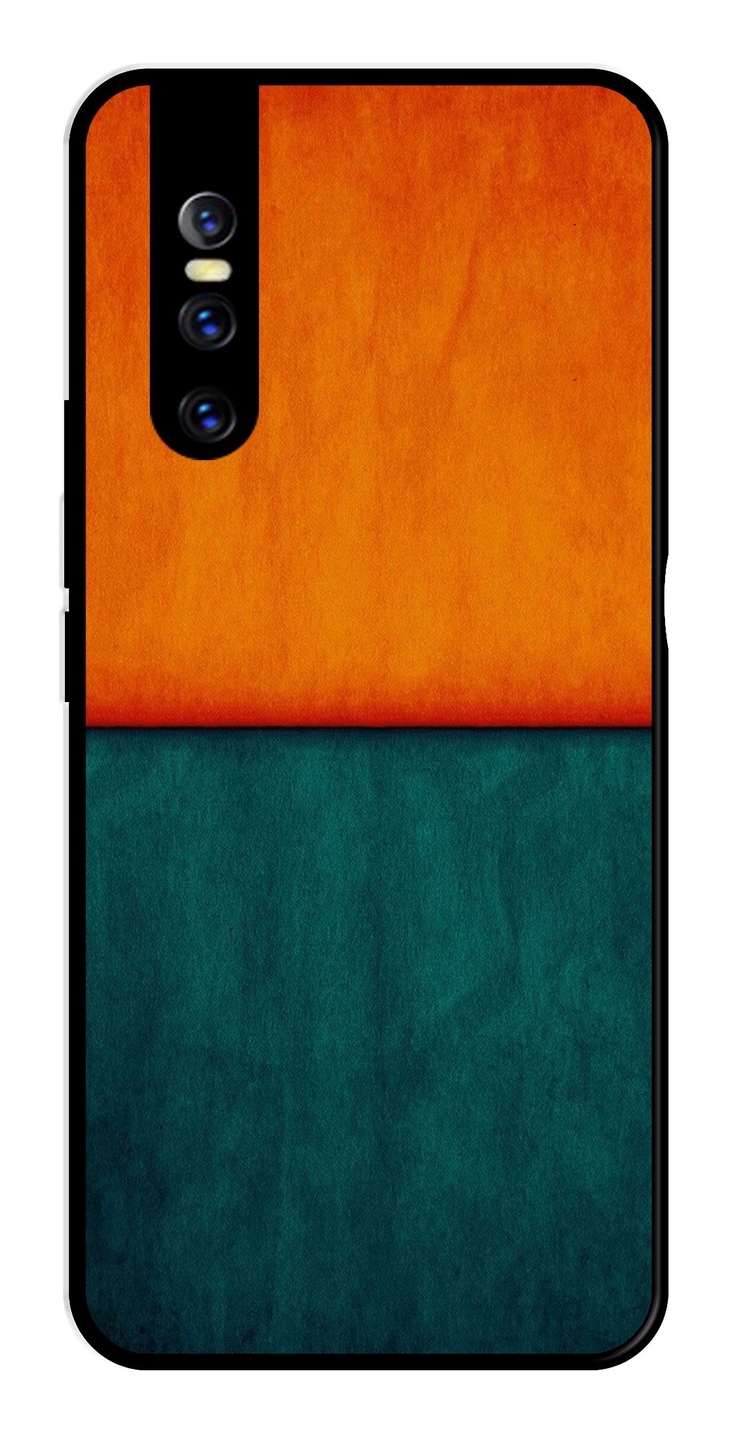 Orange Green Pattern Metal Mobile Case for Vivo T1 44W   (Design No -45)