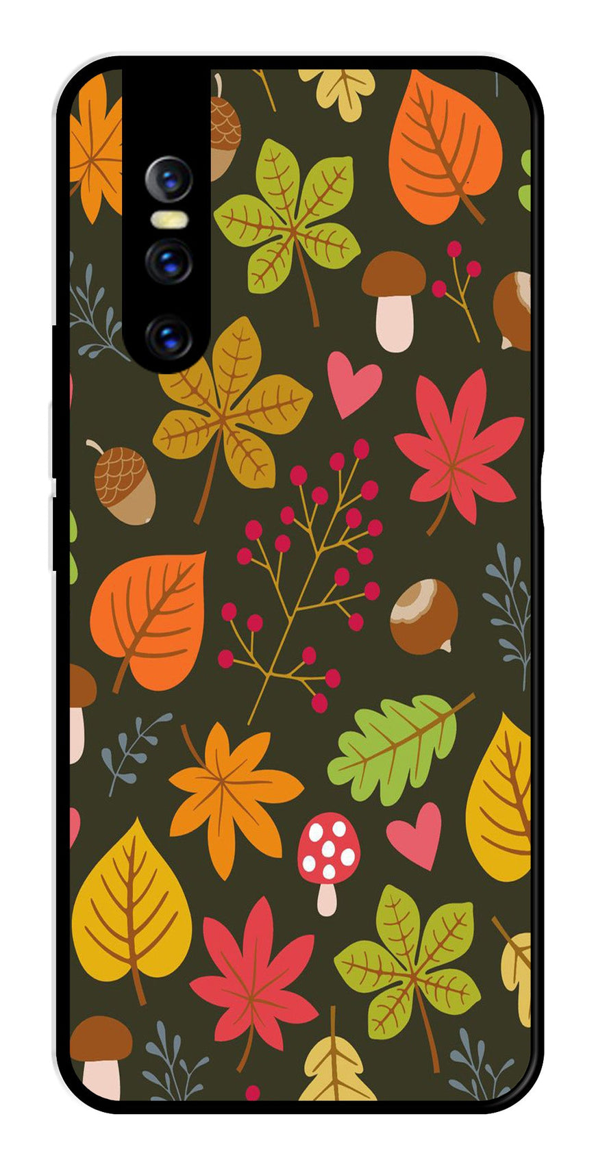 Leaves Design Metal Mobile Case for Vivo T1 44W   (Design No -51)