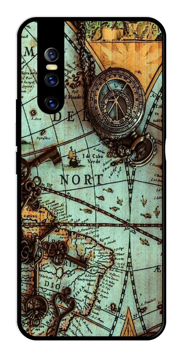 Map Design Metal Mobile Case for Vivo T1 44W   (Design No -54)