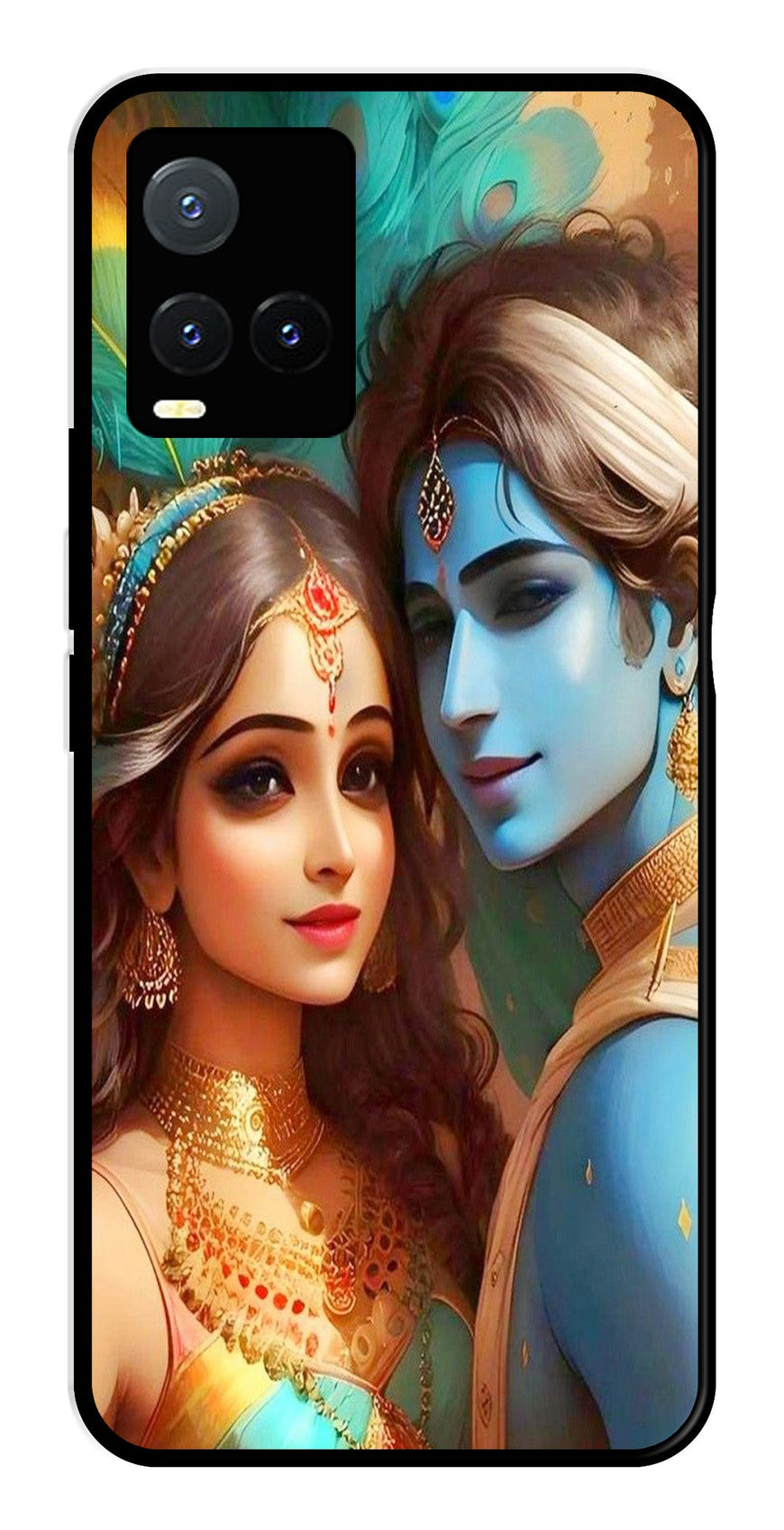 Lord Radha Krishna Metal Mobile Case for Vivo T1X   (Design No -01)