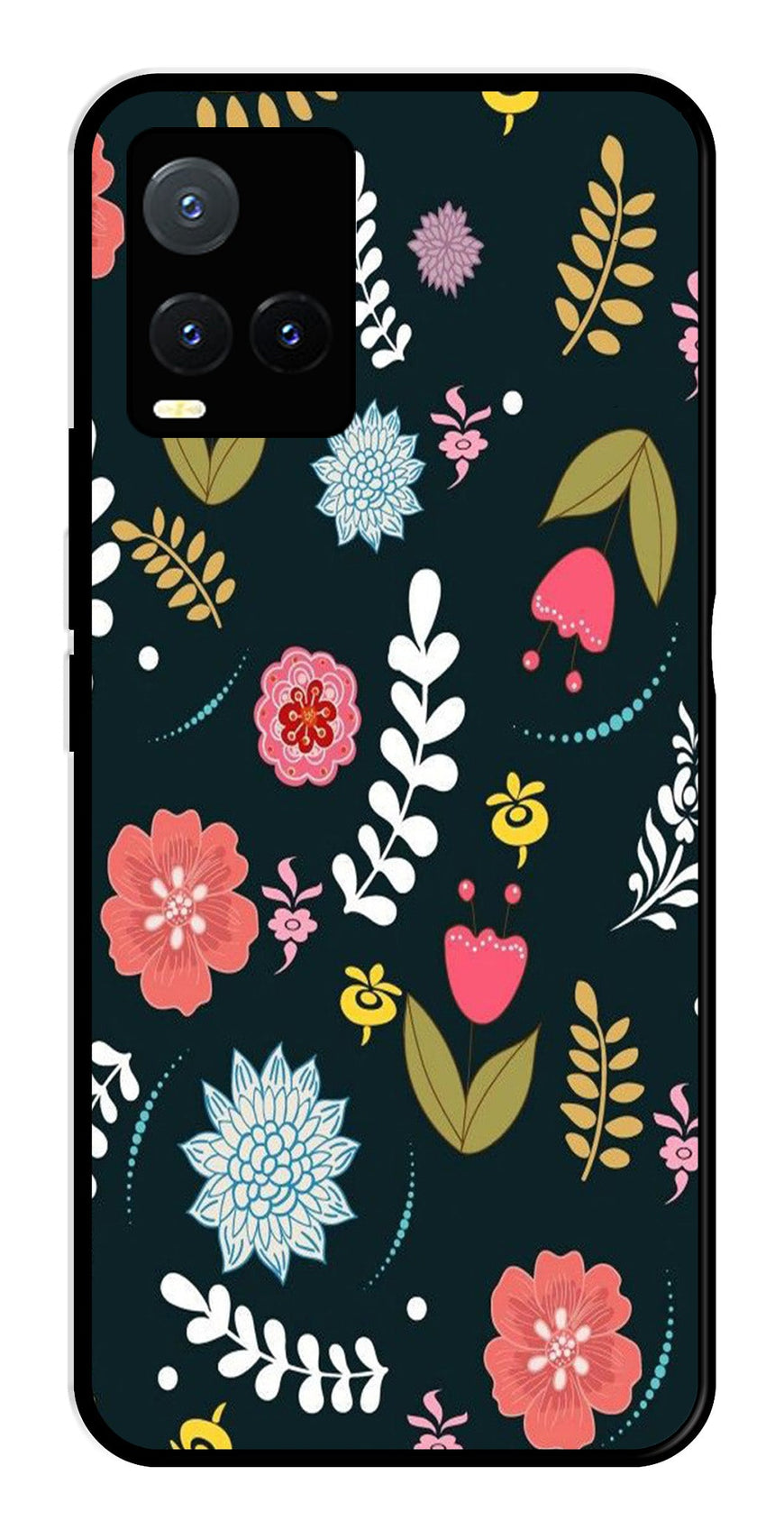Floral Pattern2 Metal Mobile Case for Vivo T1X   (Design No -12)